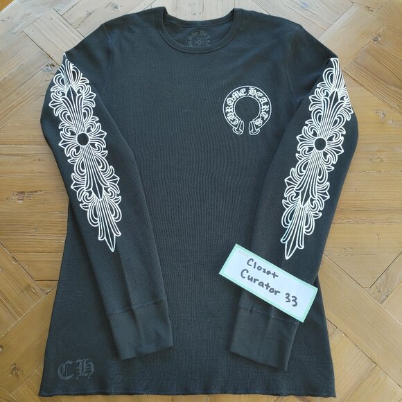 Chrome Hearts Horseshoe Thermal Waffle T-Shirt Black Long Sleeve size XXL (New) - Picture 2 of 11